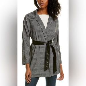 Anne Klein Black and White Tie Belt Jacket